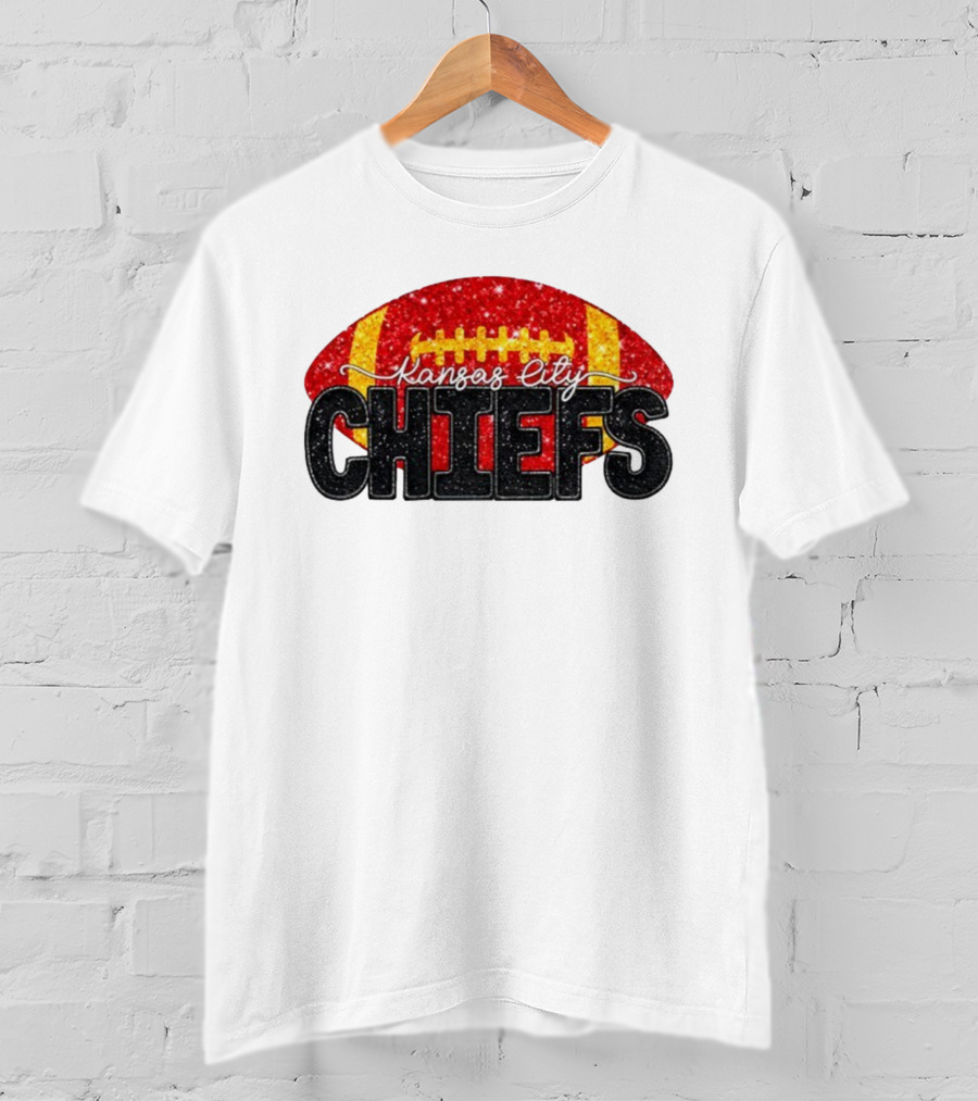 Kansas City Chiefs Faux Glitter NFL Football Game Day Fan Wear T-Shirt