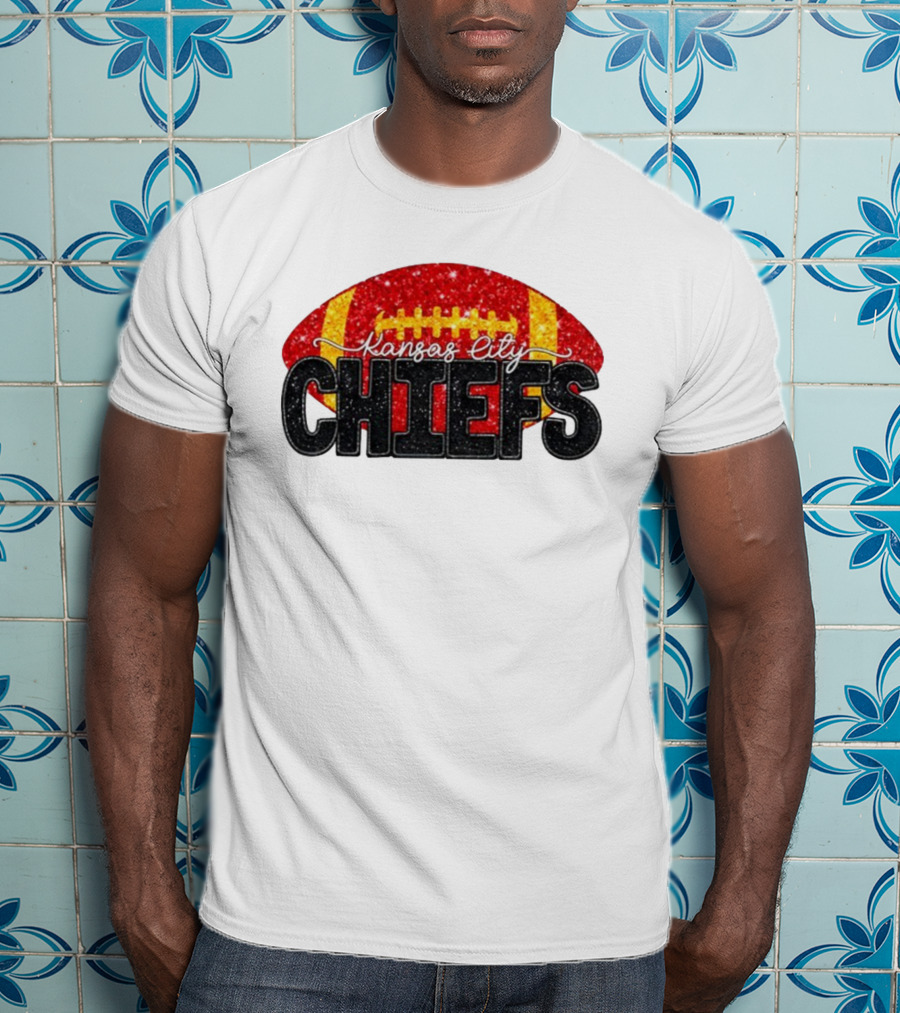 Kansas City Chiefs Faux Glitter NFL Football Game Day Fan Wear T-Shirt