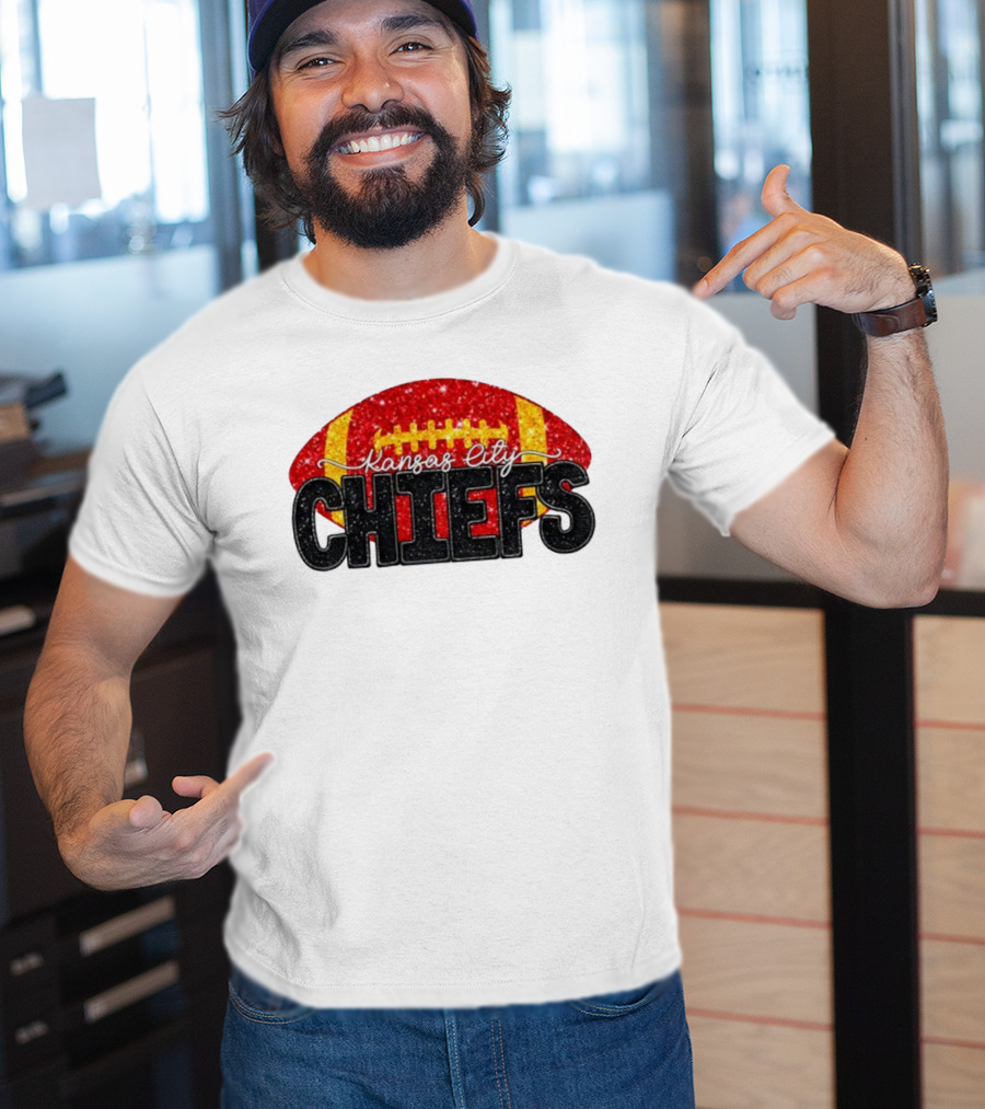 Kansas City Chiefs Faux Glitter NFL Football Game Day Fan Wear T-Shirt
