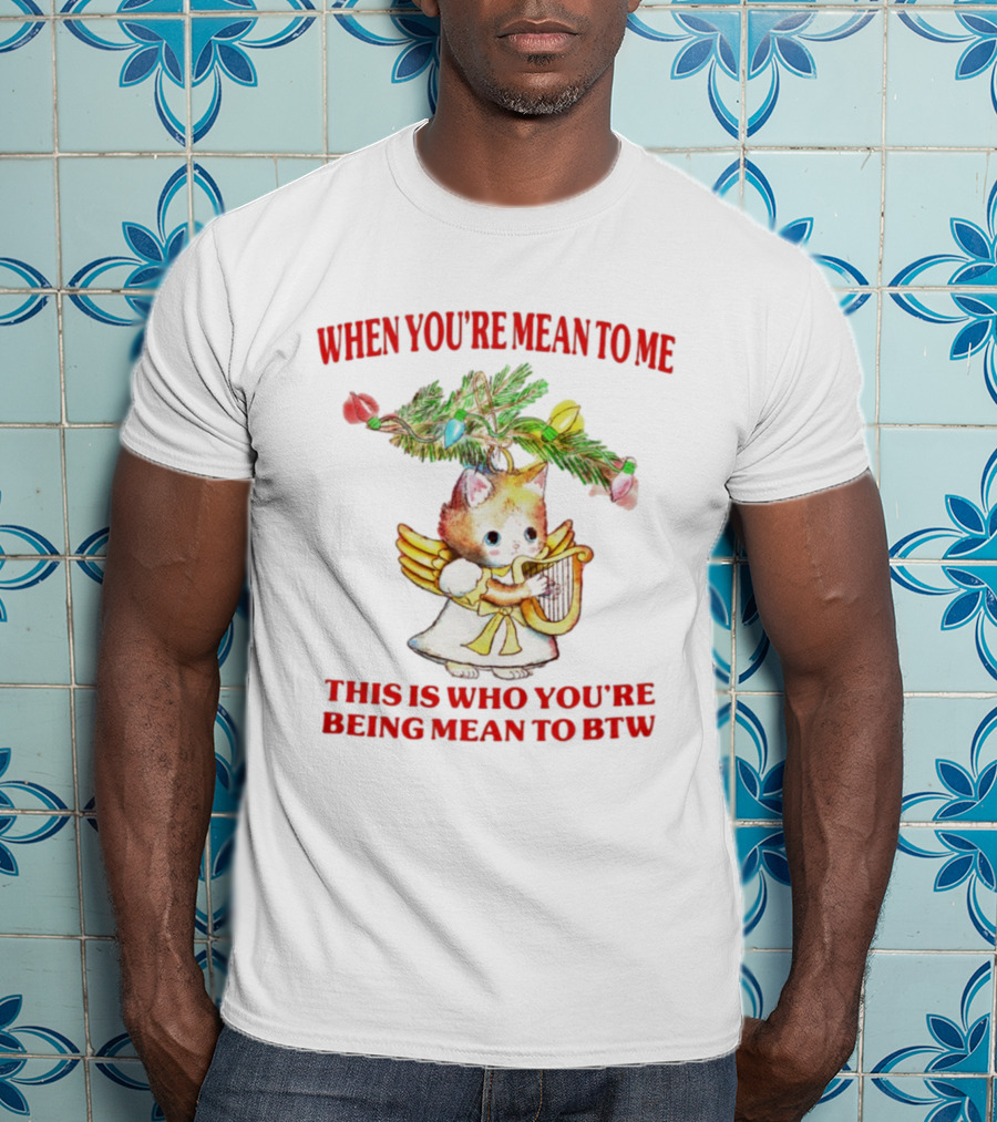 When You're Mean To Me This Is Who You're Being Mean To BTW Cute Cat Angel Harp Vintage T-Shirt
