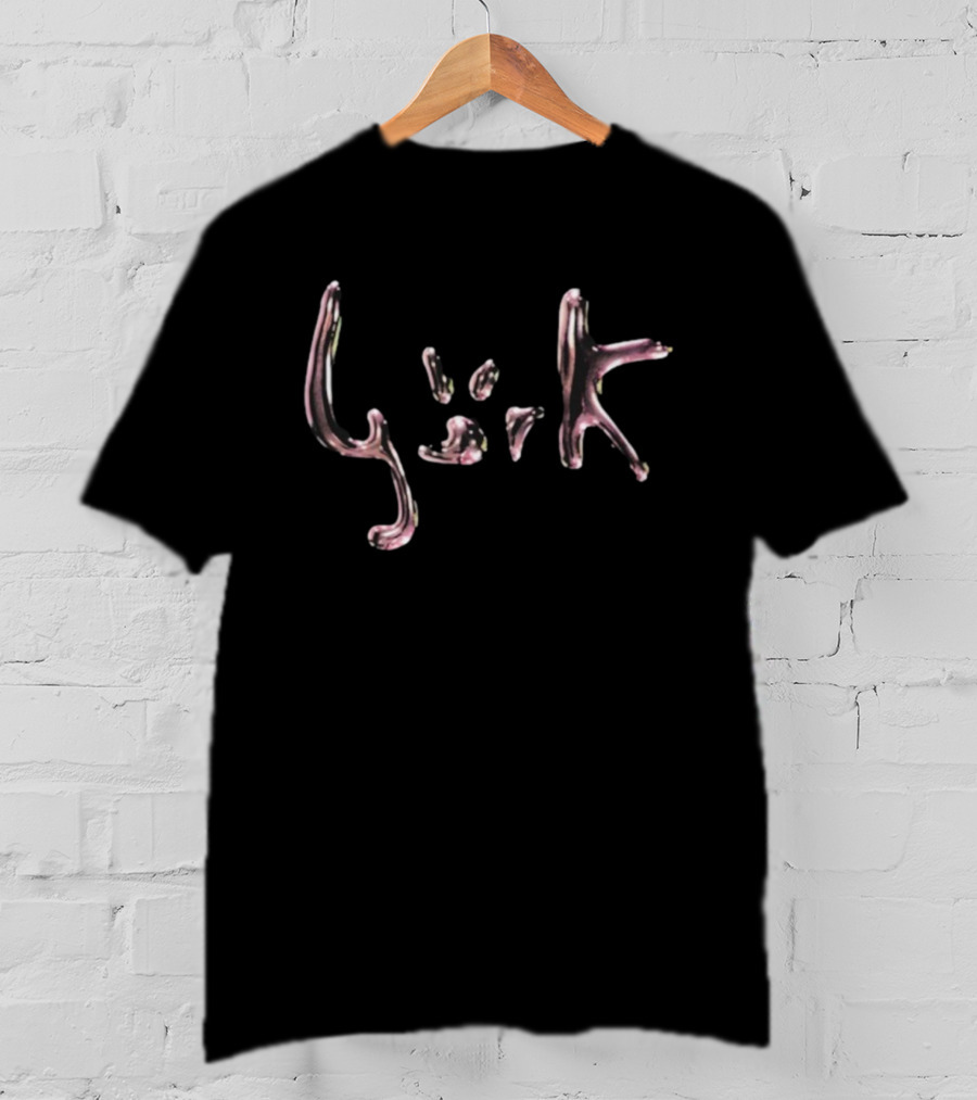 Björk Bubble Text Metallic Texture T-Shirt