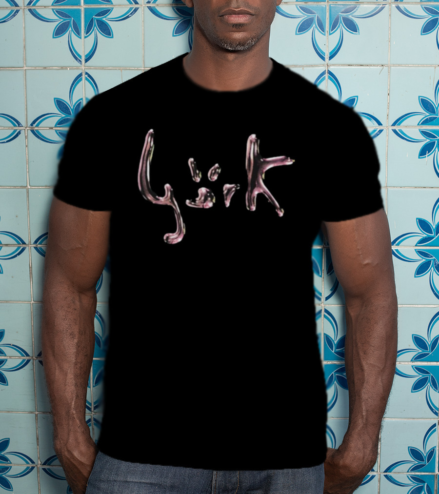 Björk Bubble Text Metallic Texture T-Shirt