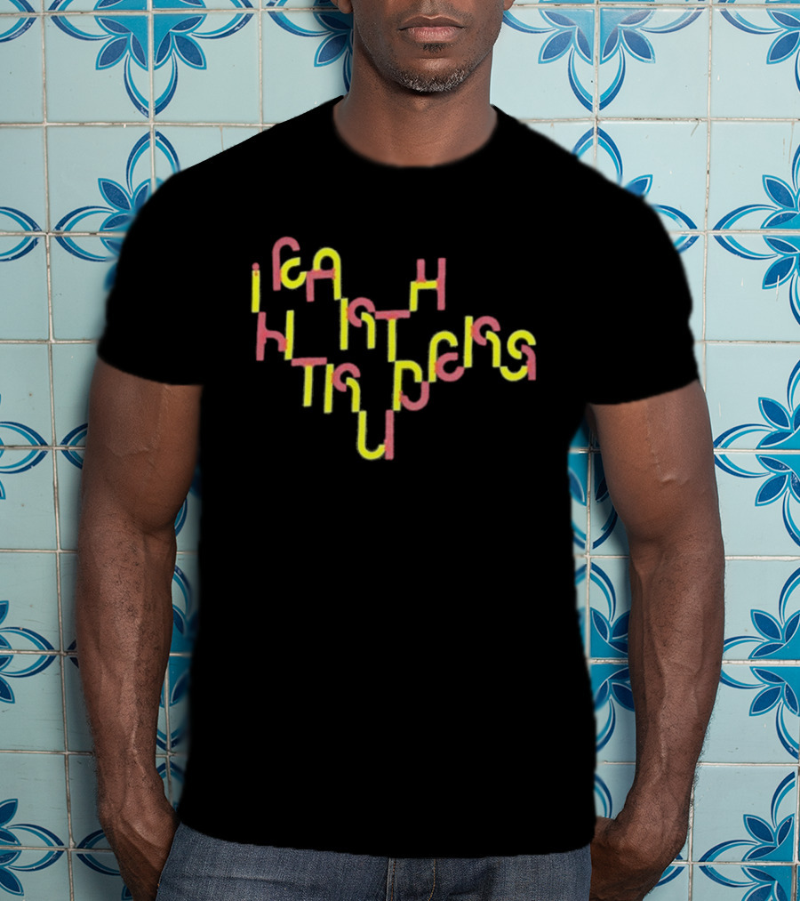 Bjork Earth Intruders Yellow Pink Text T-Shirt