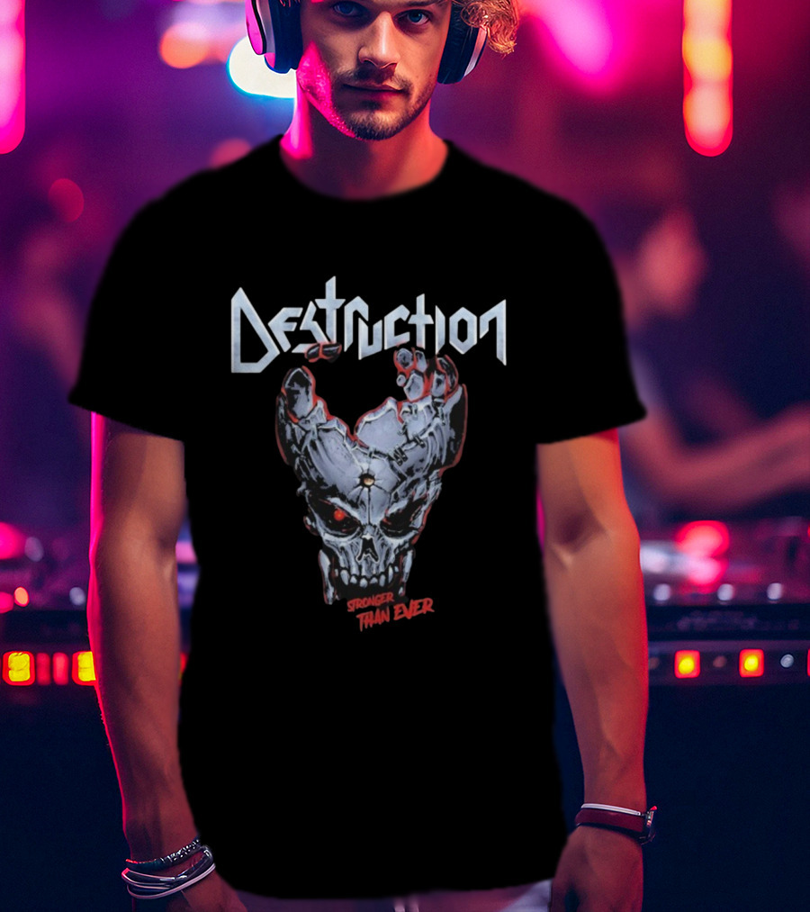 Destruction Stronger Than Ever Skull Metal Band Graphics T-Shirt