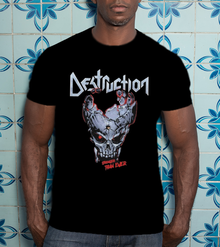 Destruction Stronger Than Ever Skull Metal Band Graphics T-Shirt
