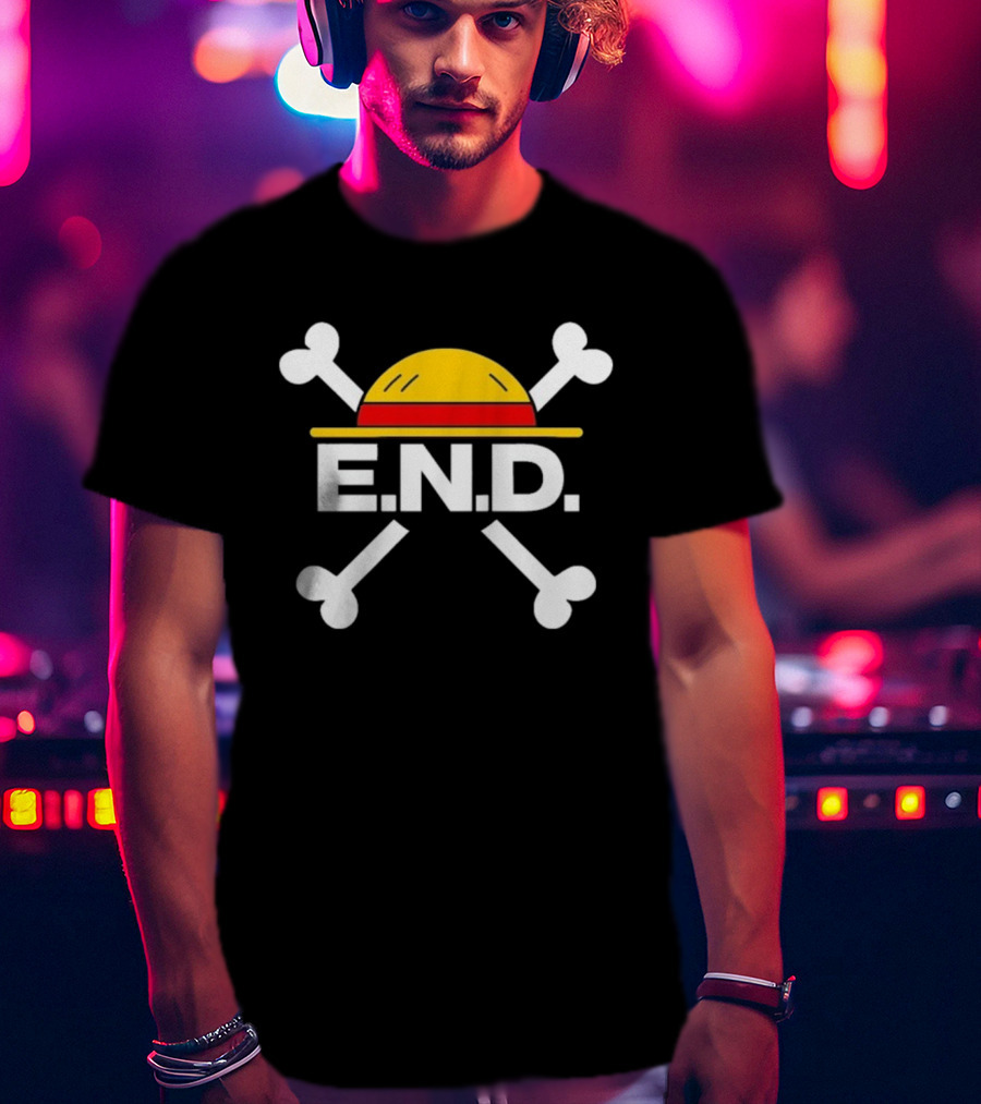 E.N.D. Every Nigga Deserves X One Piece Luffy Straw Hat Crossbones T-Shirt