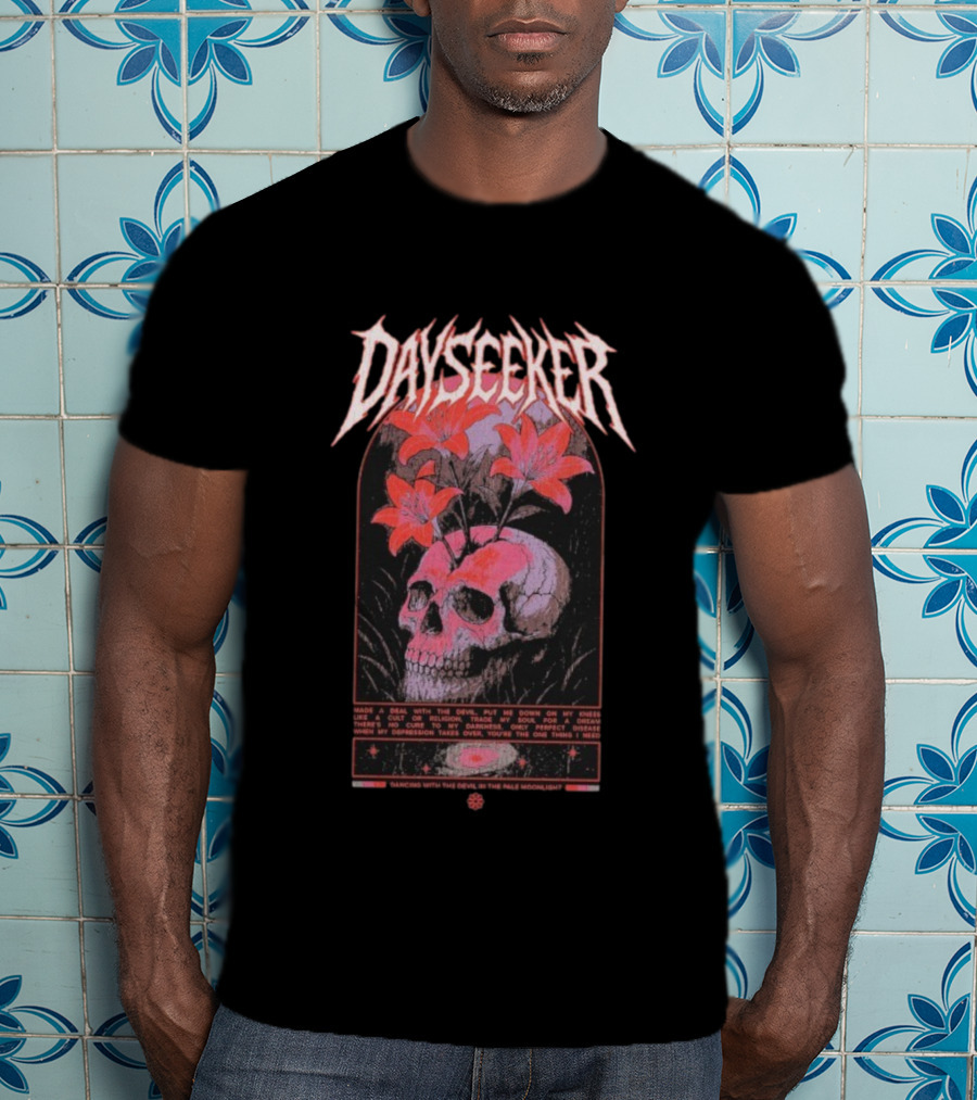 Dayseeker Dancing With The Devil Floral Skull And Moonlight T-Shirt