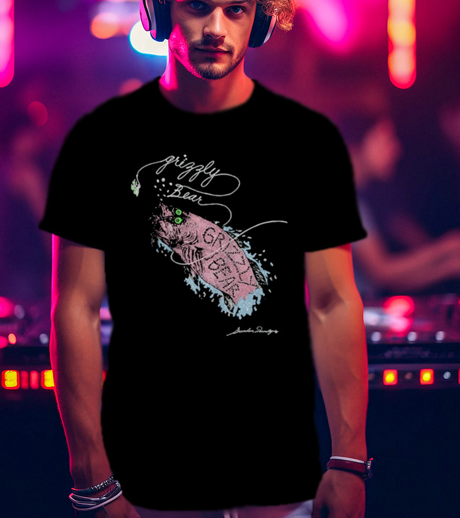 Grizzly Bear Fish Watercolor Art By Skullcandy T-Shirt