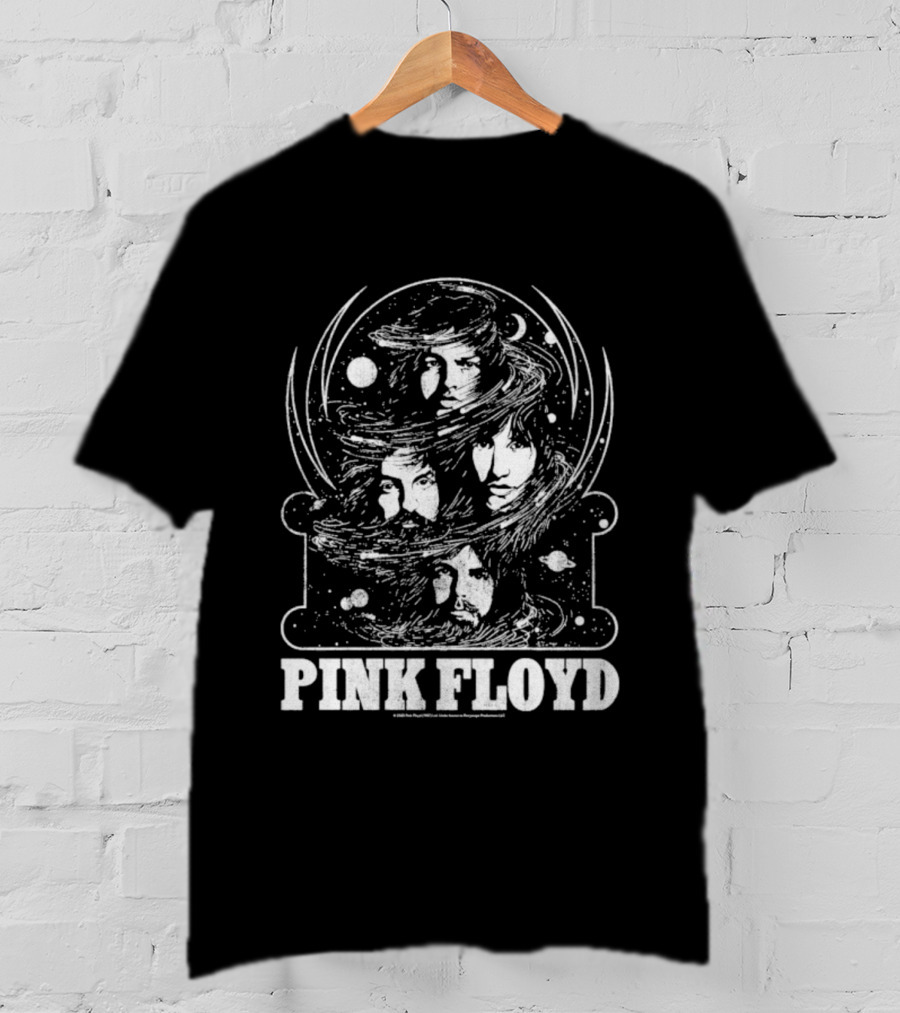 Pink Floyd Cosmic Faces Swirling Planetary Portraits T-Shirt