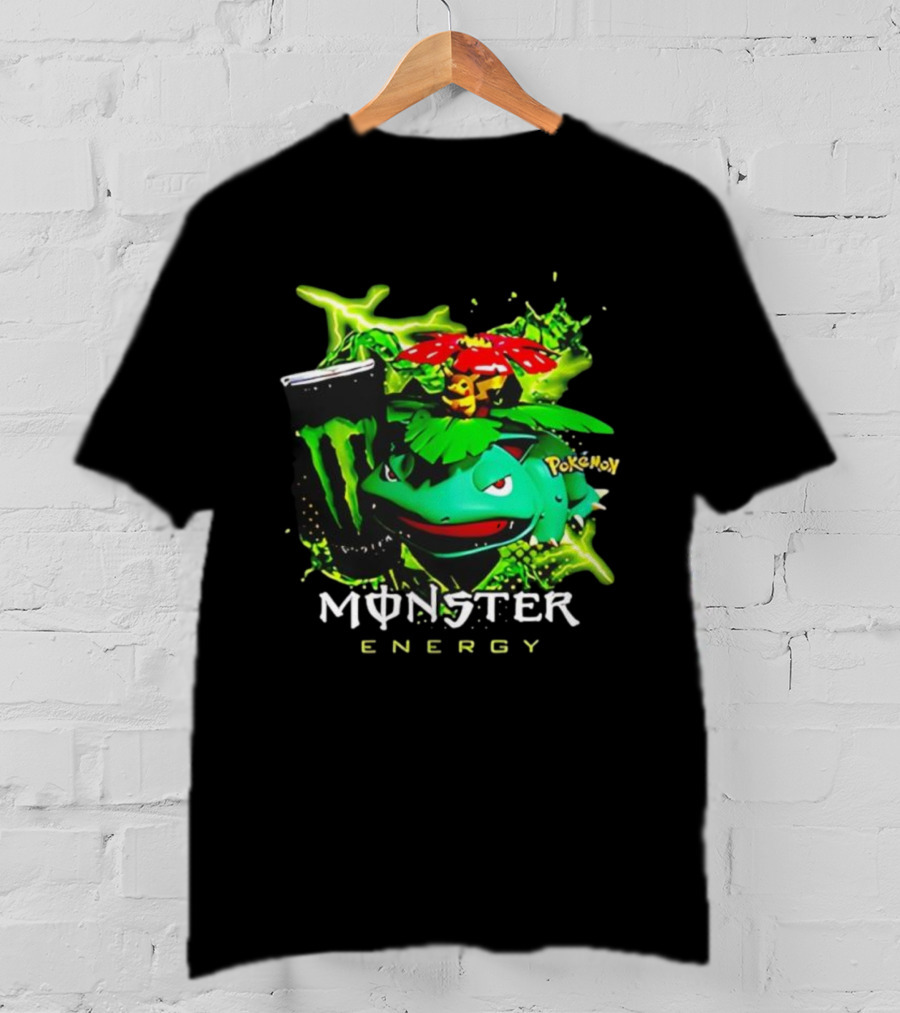 Pokémon Venusaur Vileplume Pikachu And Monster Energy Collaboration T-Shirt