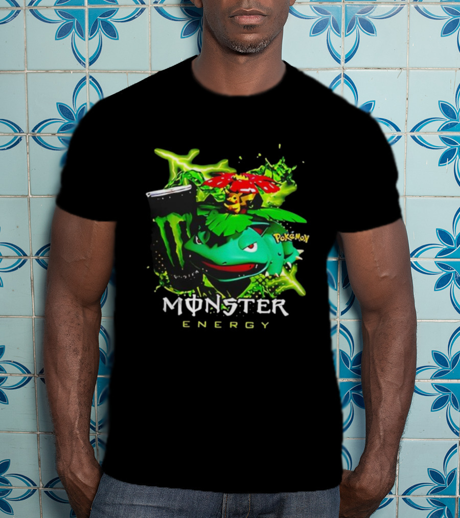 Pokémon Venusaur Vileplume Pikachu And Monster Energy Collaboration T-Shirt