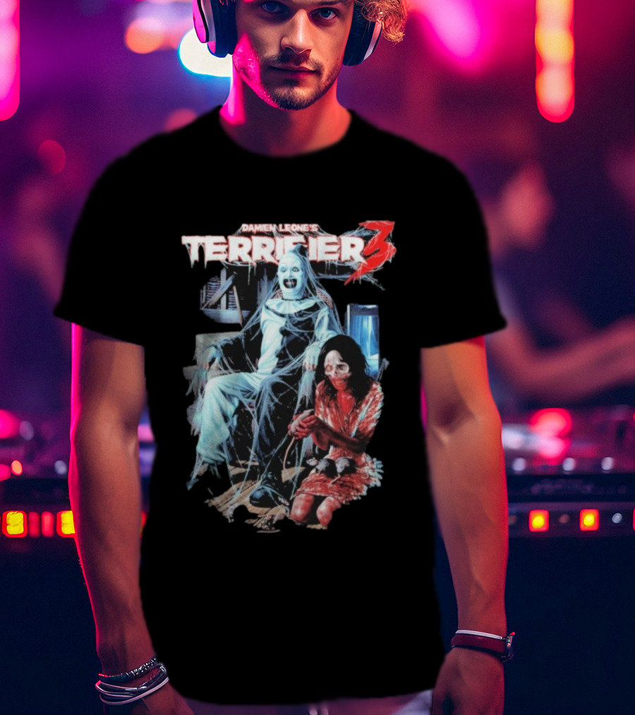 Damien Leone's Terrifier 3 Halloween Horror Scene T-Shirt