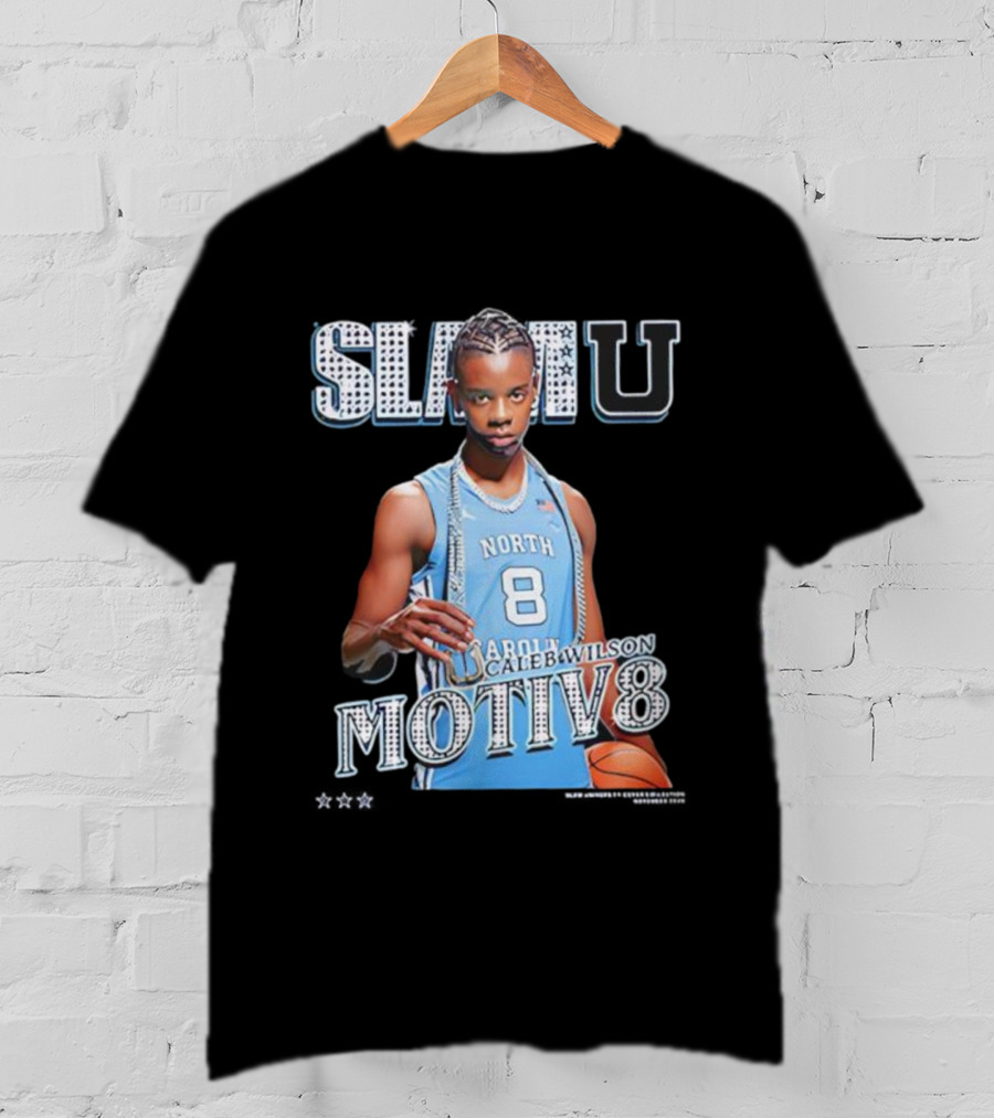 SlamU North Carolina Caleb Wilson Number 8 Motiv8 Basketball T-Shirt