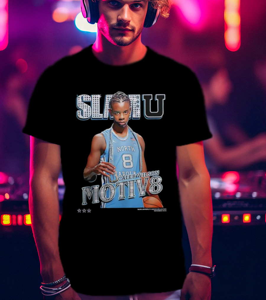 SlamU North Carolina Caleb Wilson Number 8 Motiv8 Basketball T-Shirt