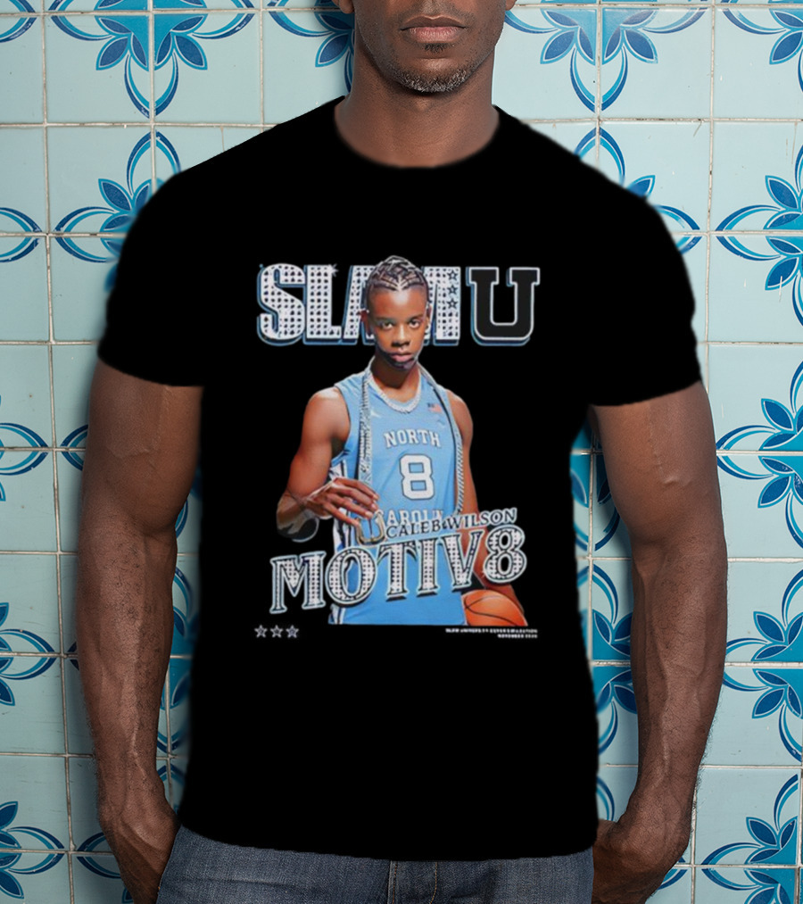 SlamU North Carolina Caleb Wilson Number 8 Motiv8 Basketball T-Shirt