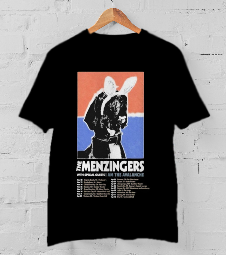 The Menzingers I Am The Avalanche Tour 2026 Black And White Dog Art Style T-Shirt