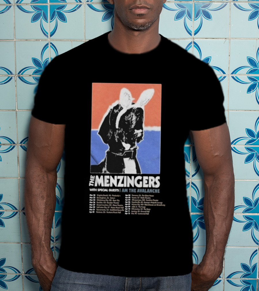 The Menzingers I Am The Avalanche Tour 2026 Black And White Dog Art Style T-Shirt