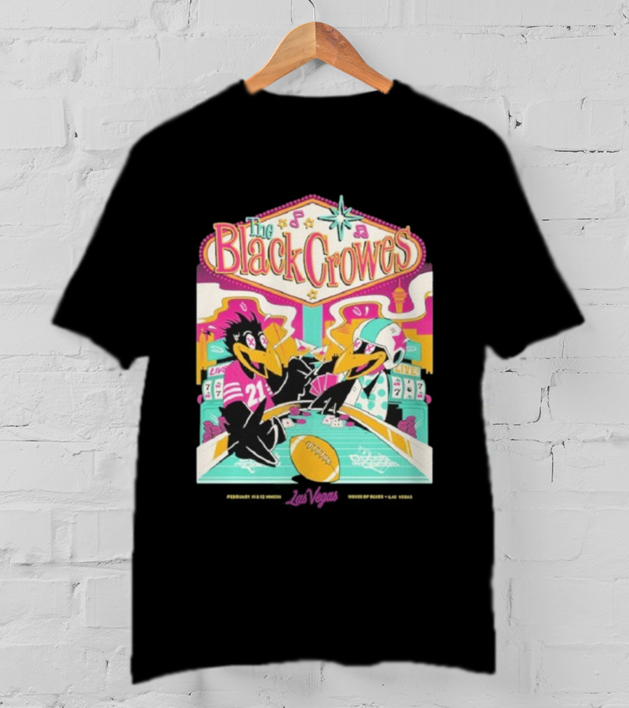 The Black Crowes Las Vegas Feb 2022 Casino Poker Night Football T-Shirt