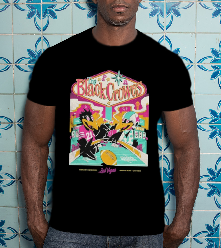 The Black Crowes Las Vegas Feb 2022 Casino Poker Night Football T-Shirt