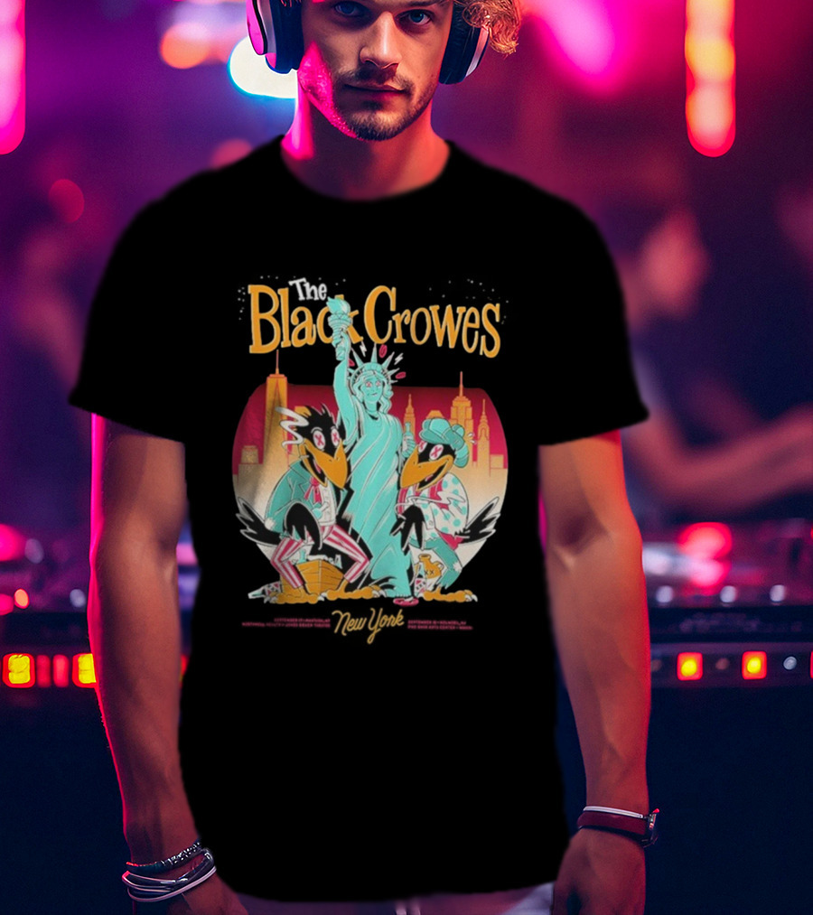 Black Crowes NYC Tour Statue Of Liberty Skyline 2023 2024 T-Shirt