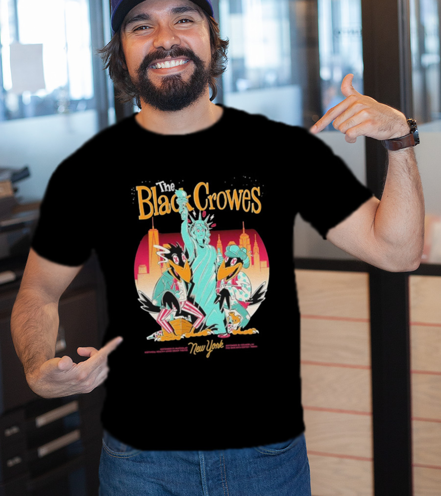 Black Crowes NYC Tour Statue Of Liberty Skyline 2023 2024 T-Shirt