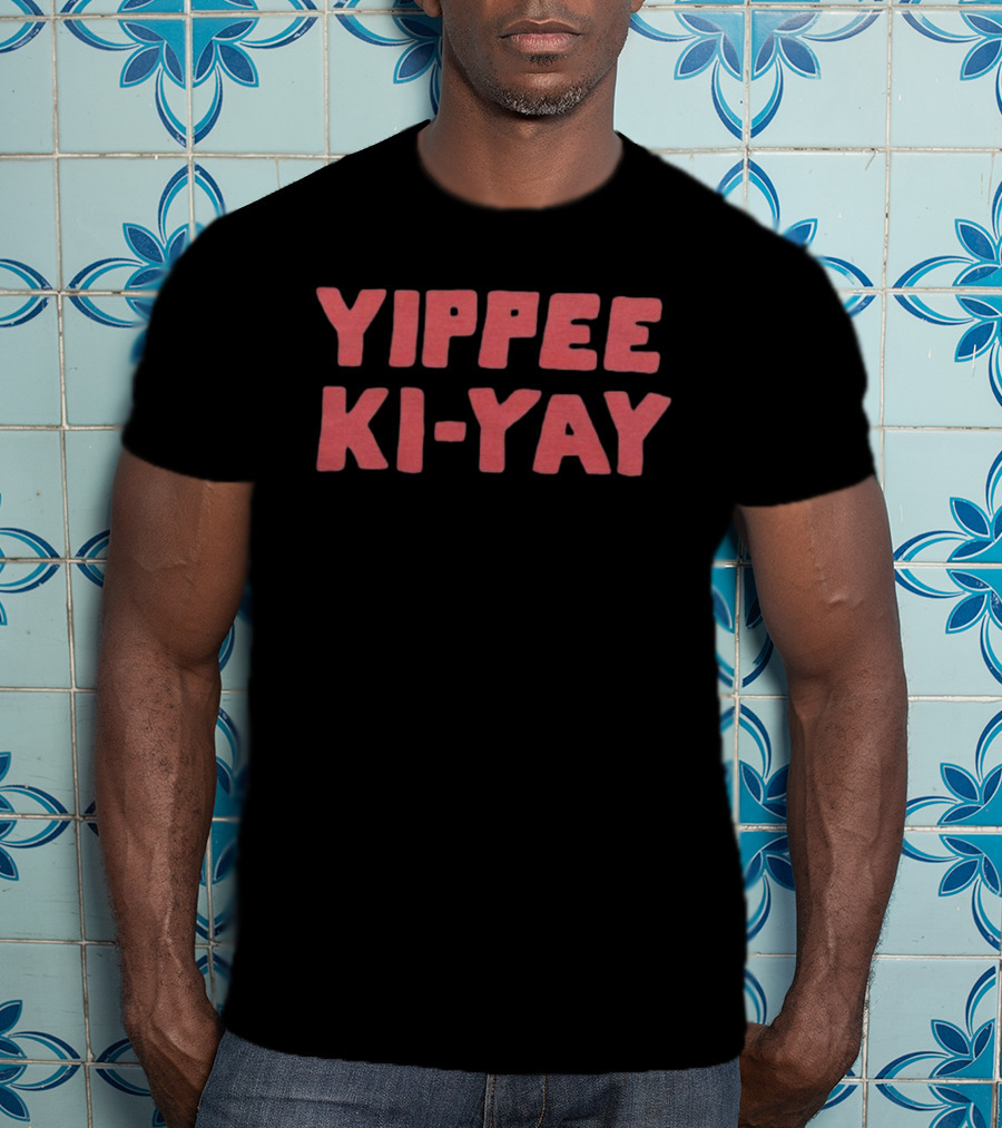 Yippee Ki-Yay Merry Christmas Red Bold Holiday Phrase Iconic Greeting T-Shirt
