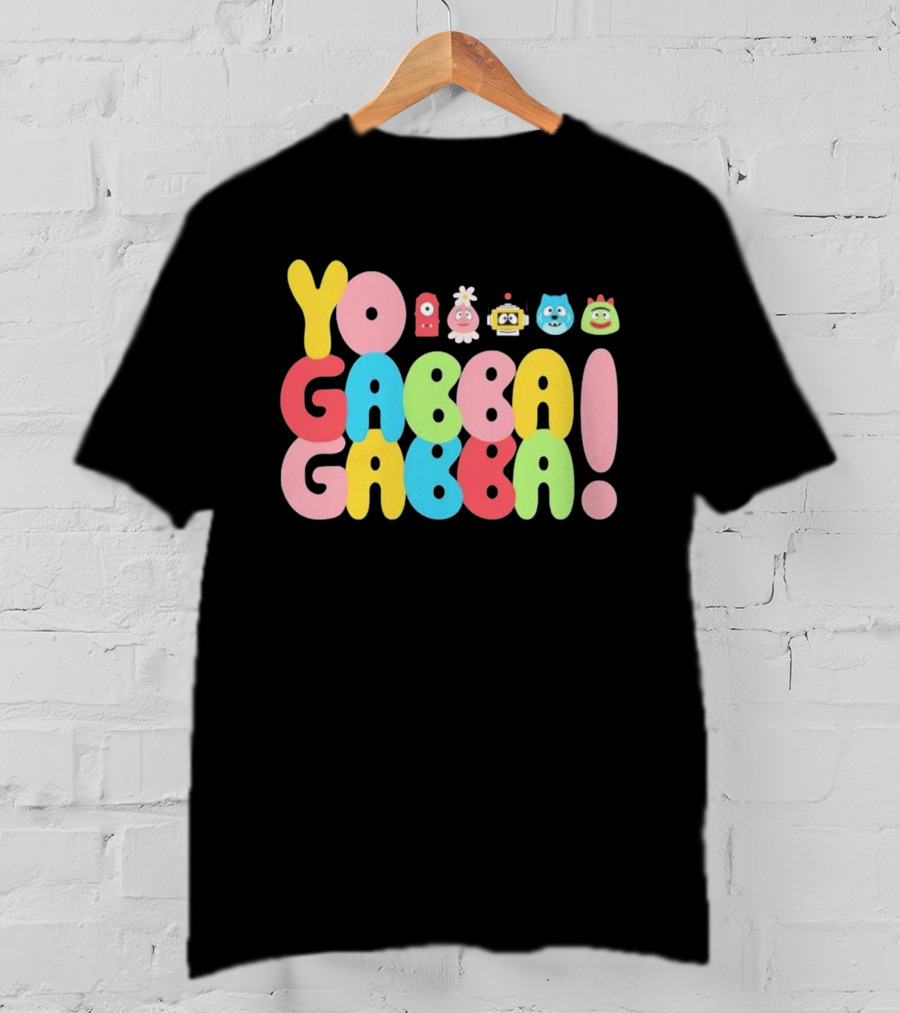 Yo Gabba Gabba Characters Colorful Text T-Shirt