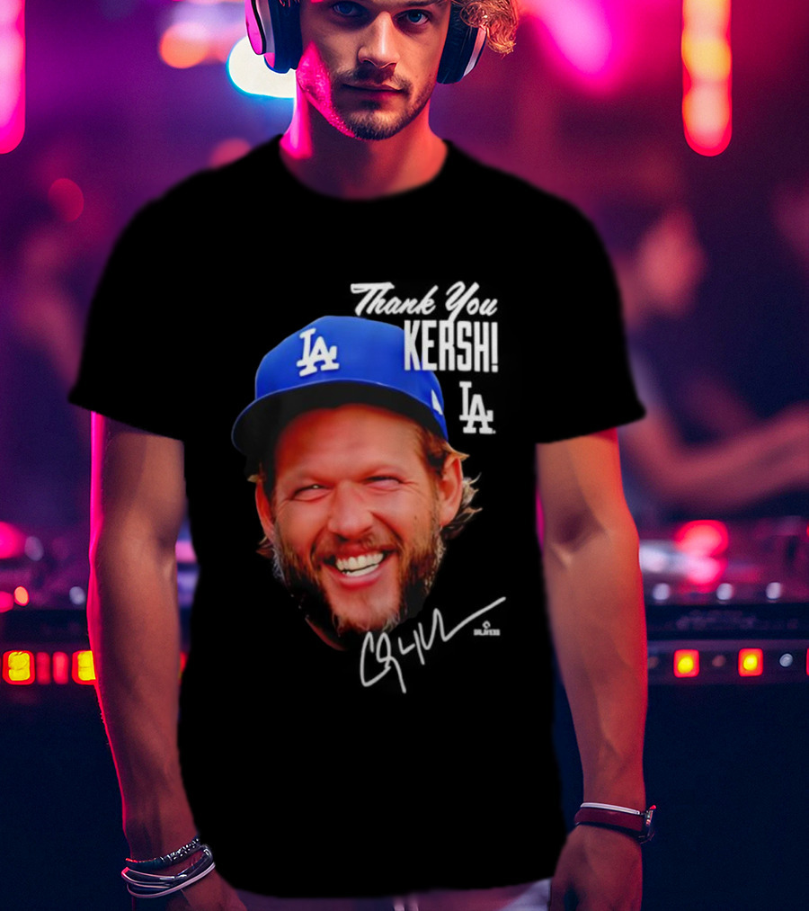 Clayton Kershaw Los Angeles Dodgers Signature Thank You Face T-Shirt