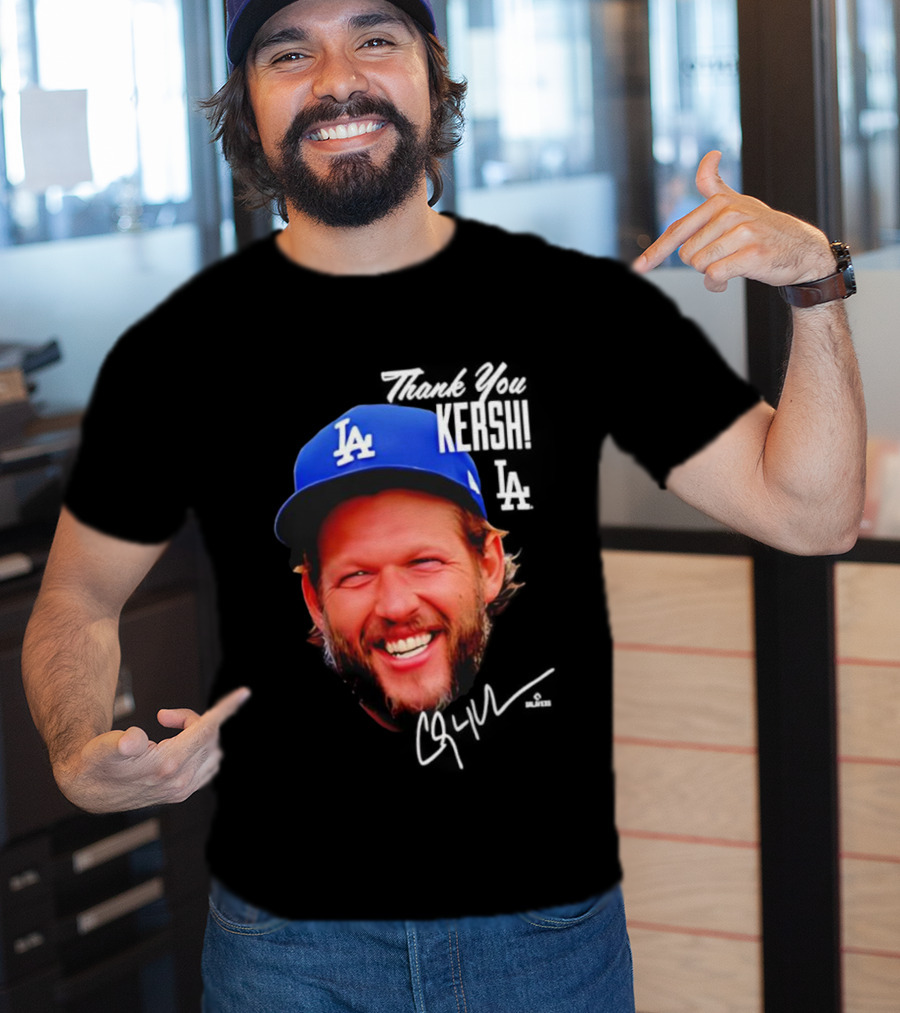 Clayton Kershaw Los Angeles Dodgers Signature Thank You Face T-Shirt