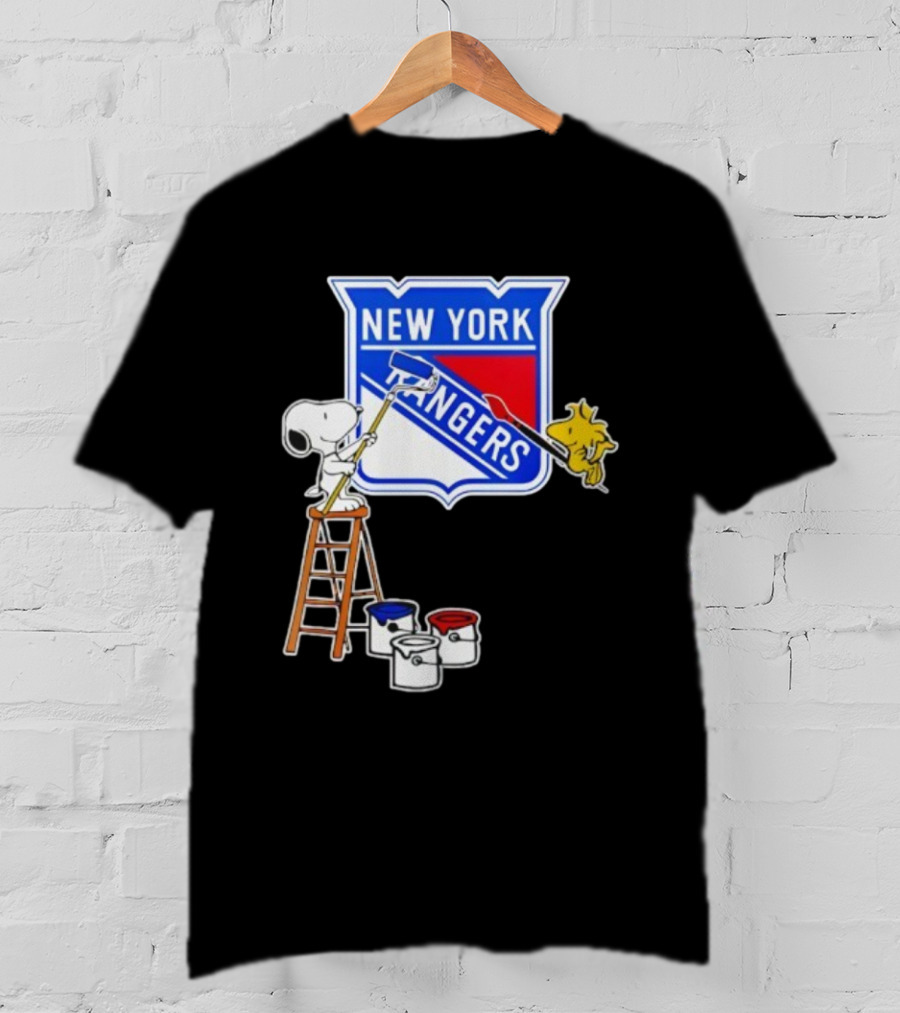 New York Rangers Snoopy Woodstock Painting Collaboration T-Shirt