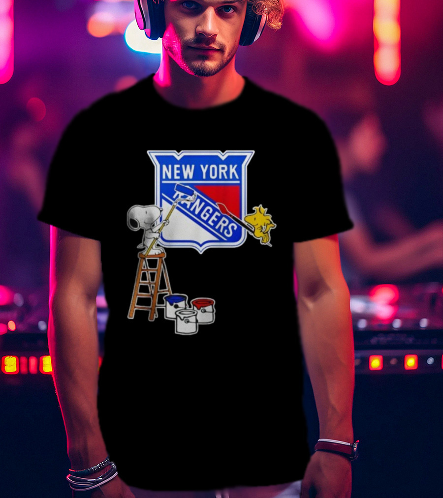 New York Rangers Snoopy Woodstock Painting Collaboration T-Shirt
