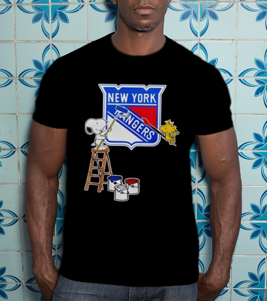 New York Rangers Snoopy Woodstock Painting Collaboration T-Shirt