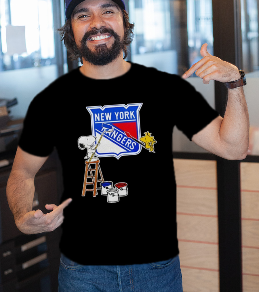 New York Rangers Snoopy Woodstock Painting Collaboration T-Shirt