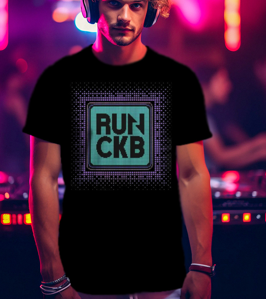 RUN CKB Retro Pixelated Square Block Style T-Shirt