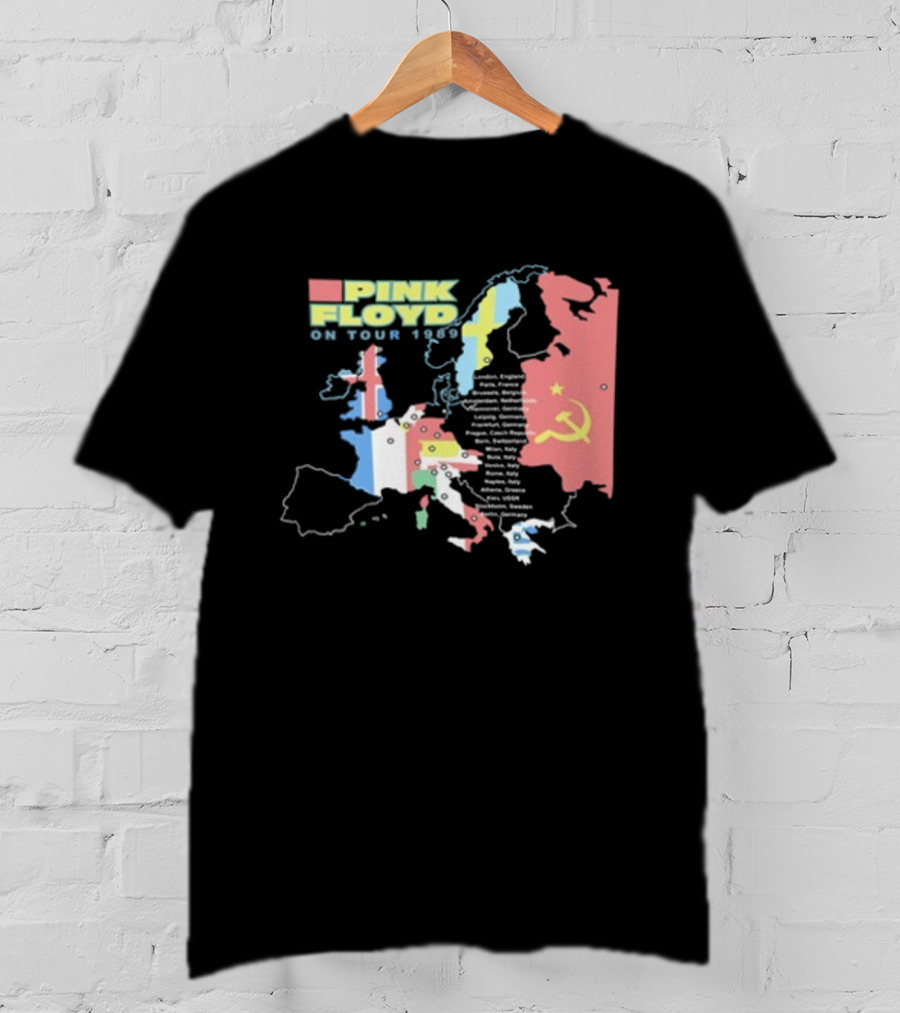 Pink Floyd On Tour 1989 Europe Soviet Union Map T-Shirt