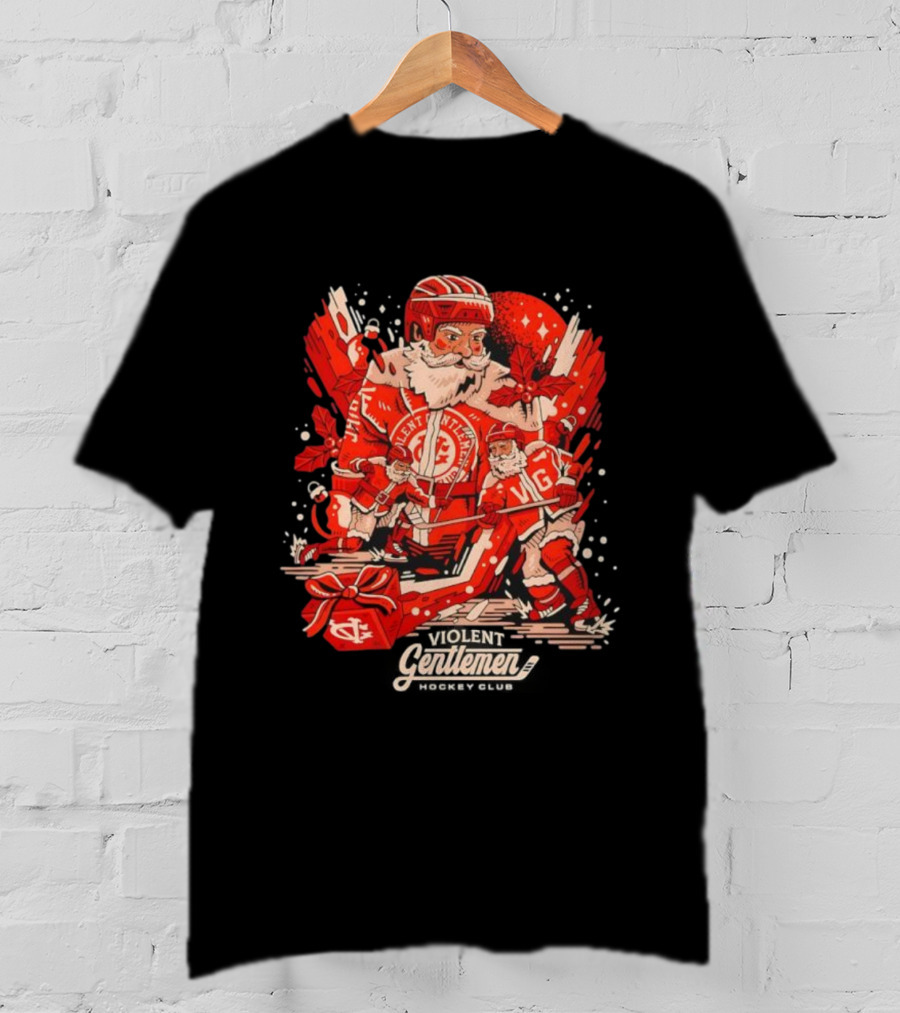 Violent Gentlemen Hockey Club Santa Claus Christmas Sports Theme T-Shirt