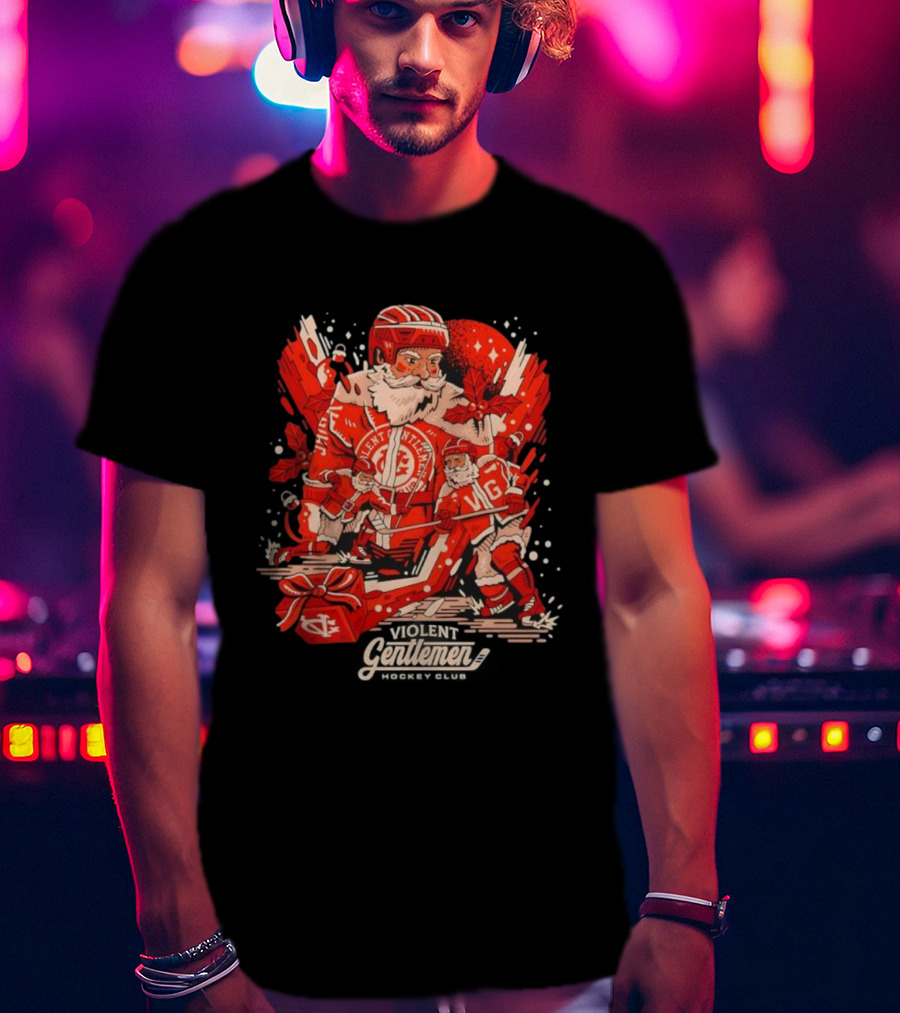 Violent Gentlemen Hockey Club Santa Claus Christmas Sports Theme T-Shirt