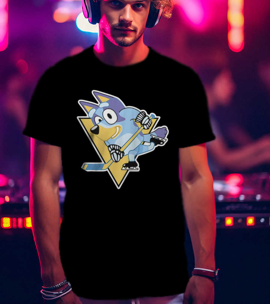 Pittsburgh Steelers Bluey Ice Hockey Crossover T-Shirt