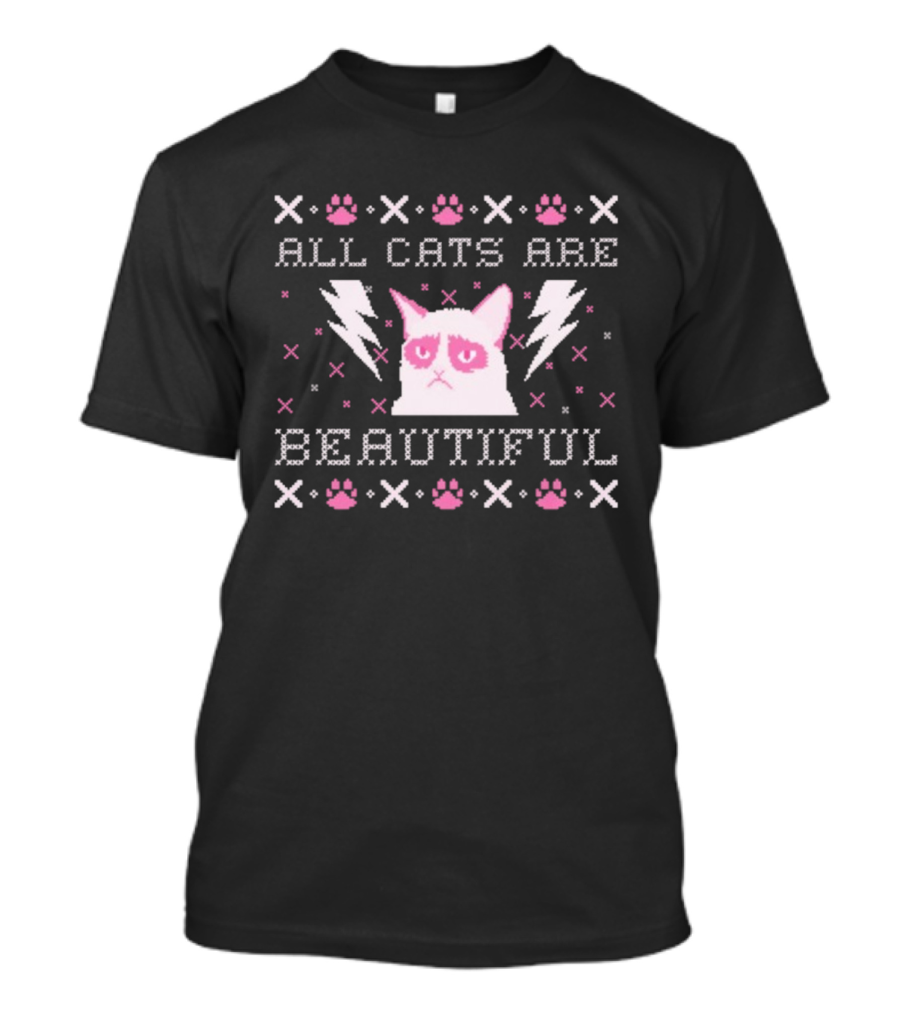 All Cats Are Beautiful ACAB Grumpy Kitty Christmas Sweater Style T-Shirt