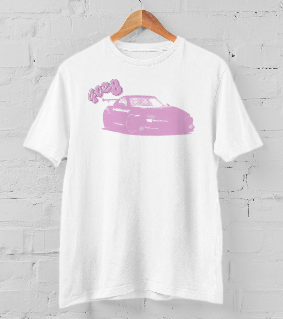 4028 Blocka Pink Car Graphic Racing Scene T-Shirt