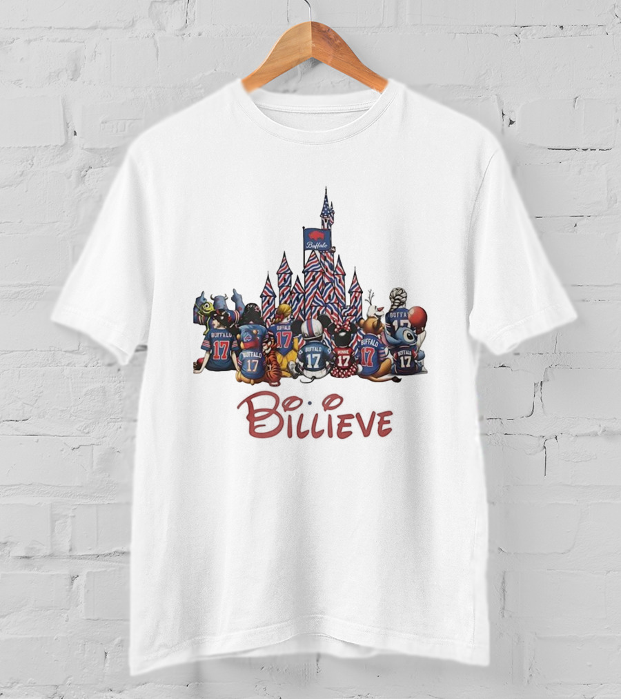 Buffalo Bills Disney Characters Castle Believe Football 17 Jersey T-Shirt