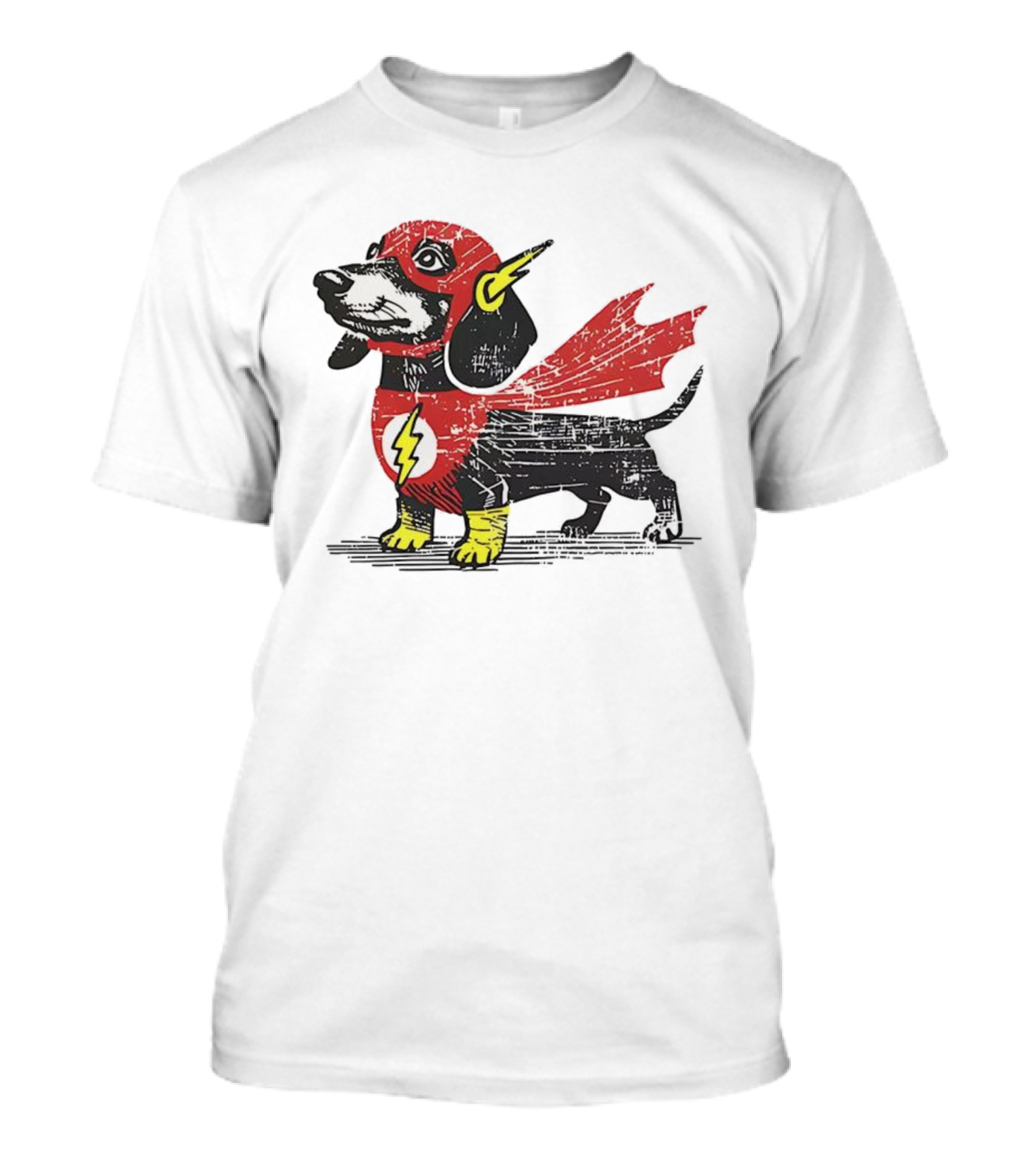 Dachshund Flash Superhero Costume Dog Cape Lightning Symbol T-Shirt