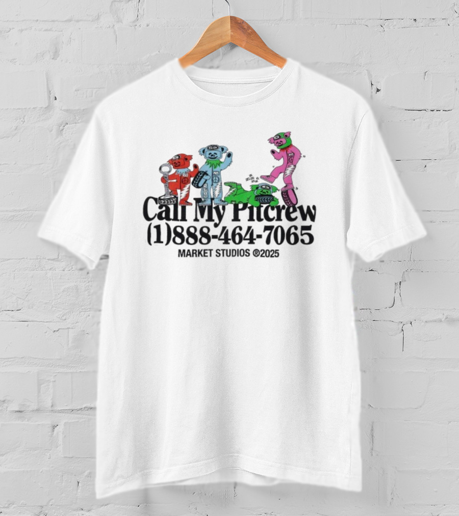 Grateful Dead Market Call My Pitcrew Dancing Bears Racing Theme T-Shirt