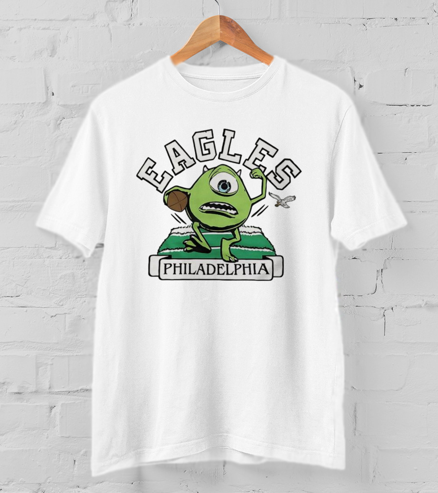 Mike Wazowski Philadelphia Eagles Football Monsters Inc Fusion T-Shirt