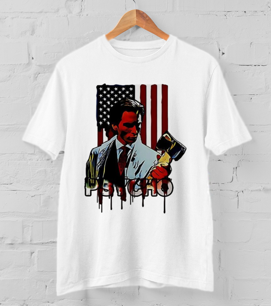 Patrick Bateman Psycho Ax American Flag Iconic Design T-Shirt
