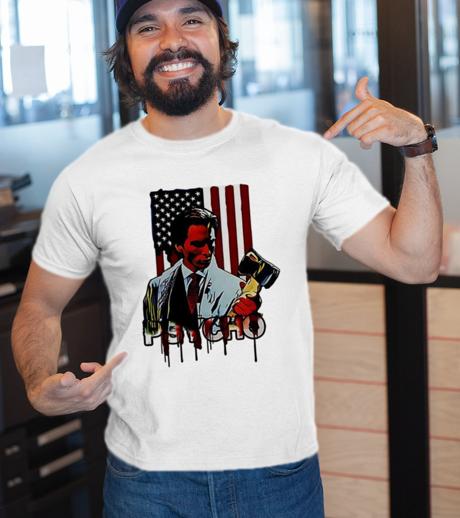 Patrick Bateman Psycho Ax American Flag Iconic Design T-Shirt