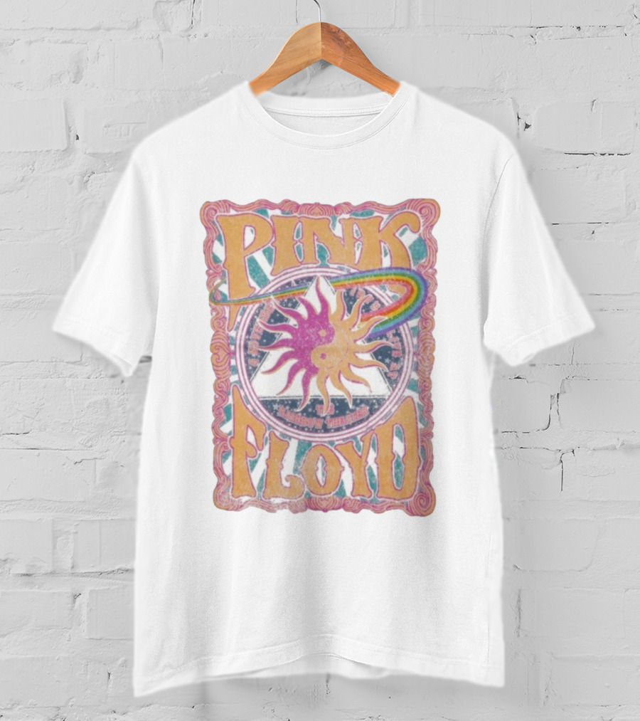 Pink Floyd Rainbow Theater Sun And Pyramid Vintage Style T-Shirt