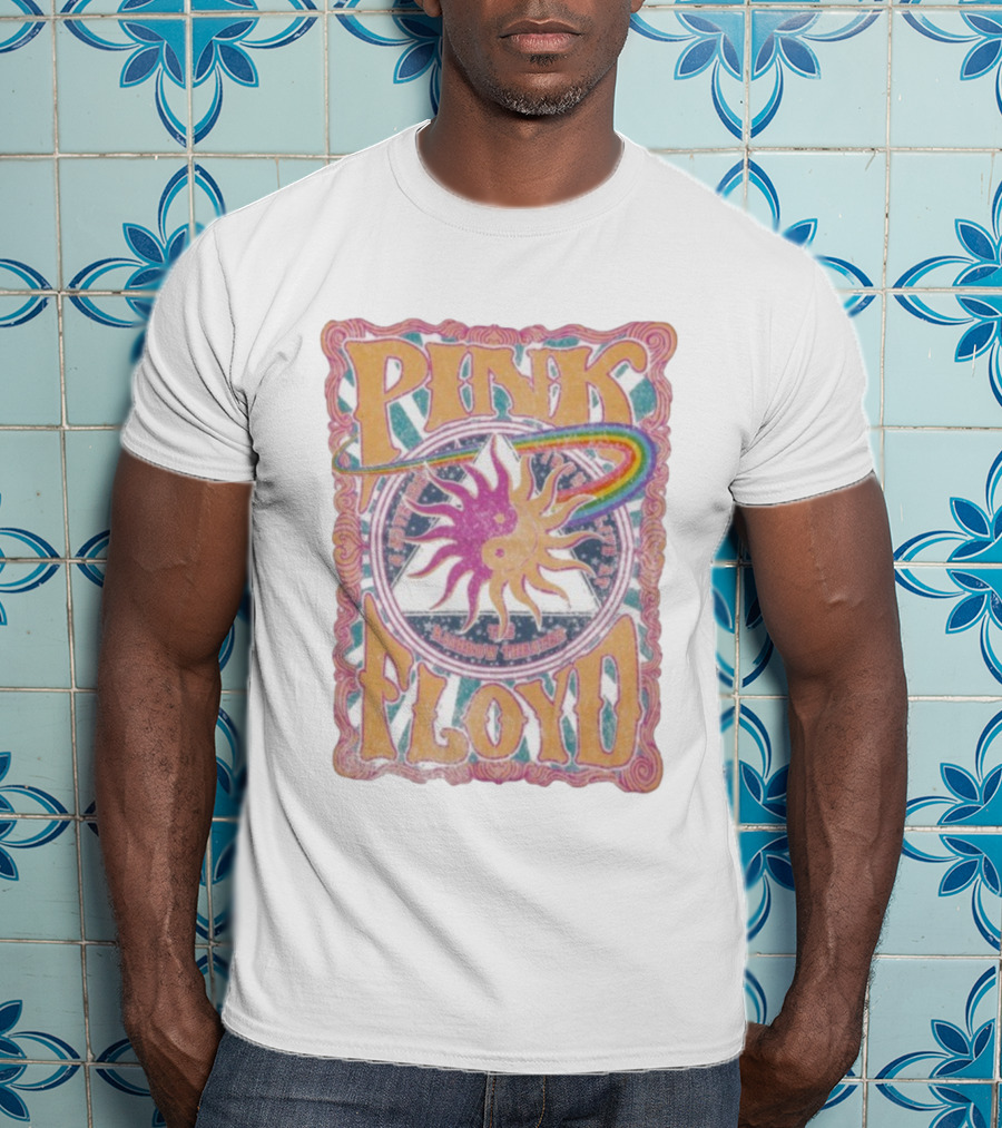 Pink Floyd Rainbow Theater Sun And Pyramid Vintage Style T-Shirt