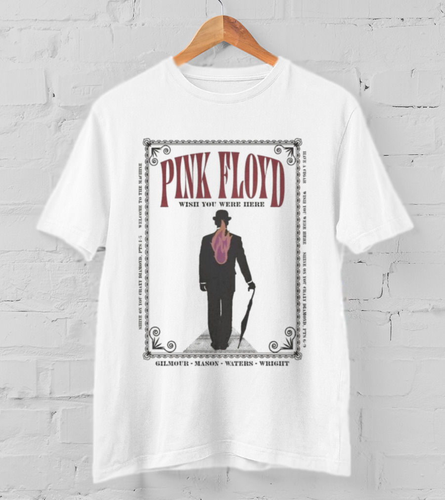 Pink Floyd Wish You Were Here Gilmour Mason Wright Silhouette Flame T-Shirt