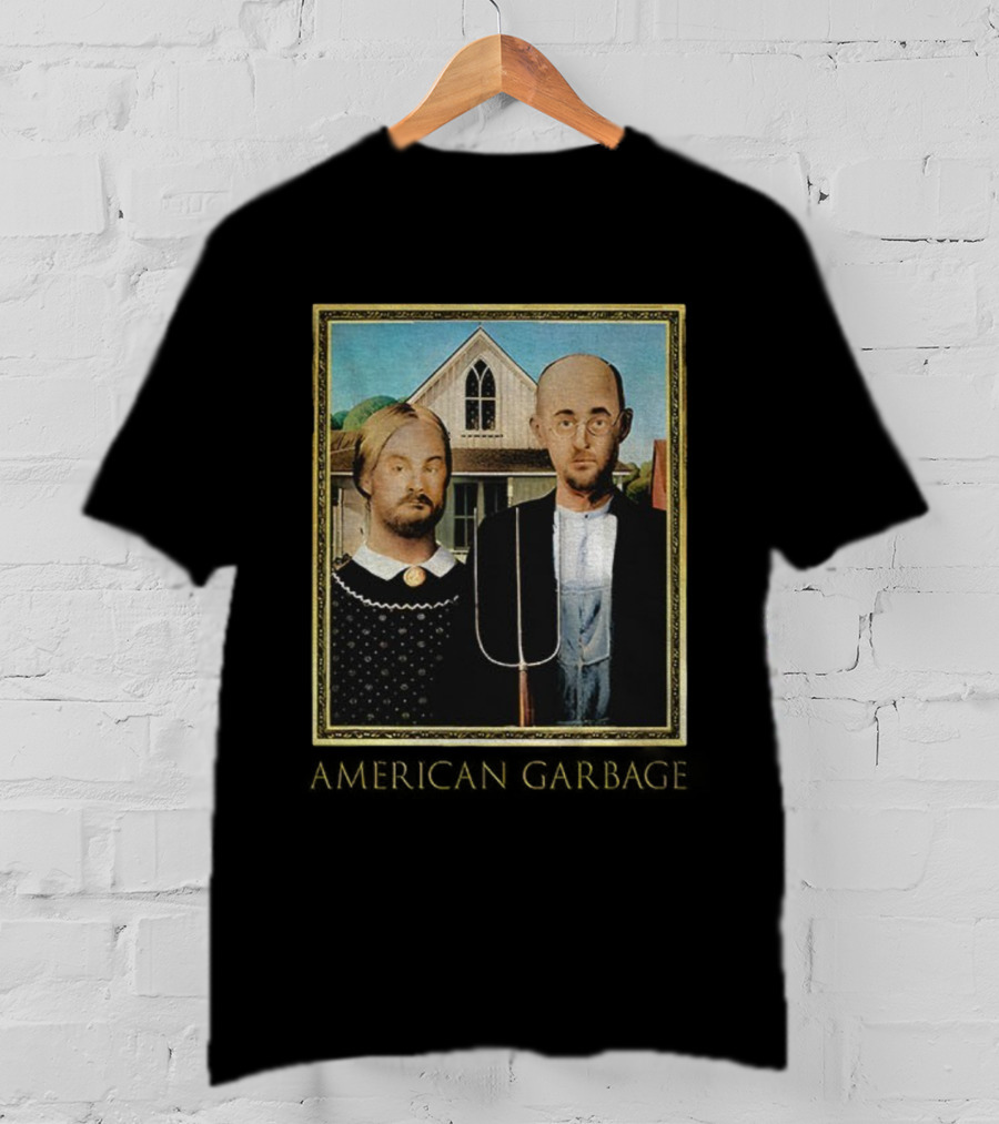 American Gothic American Garbage Mock Artwork Featured T-Shirt